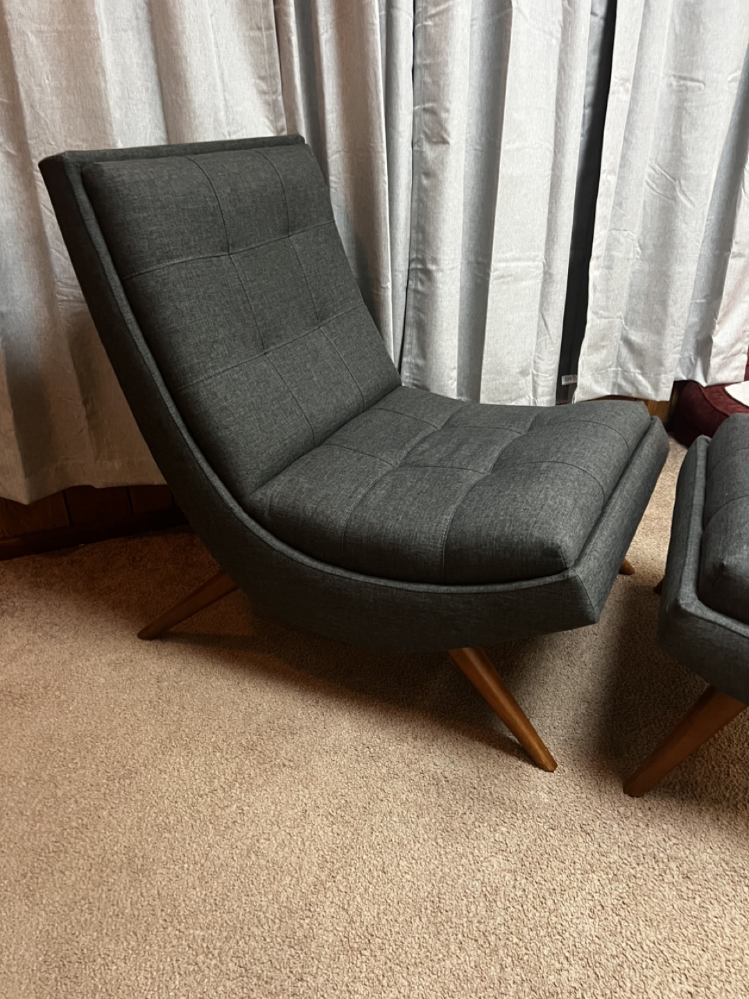 Modway GRY Upholstered Lounge Chair and Ottoman Set