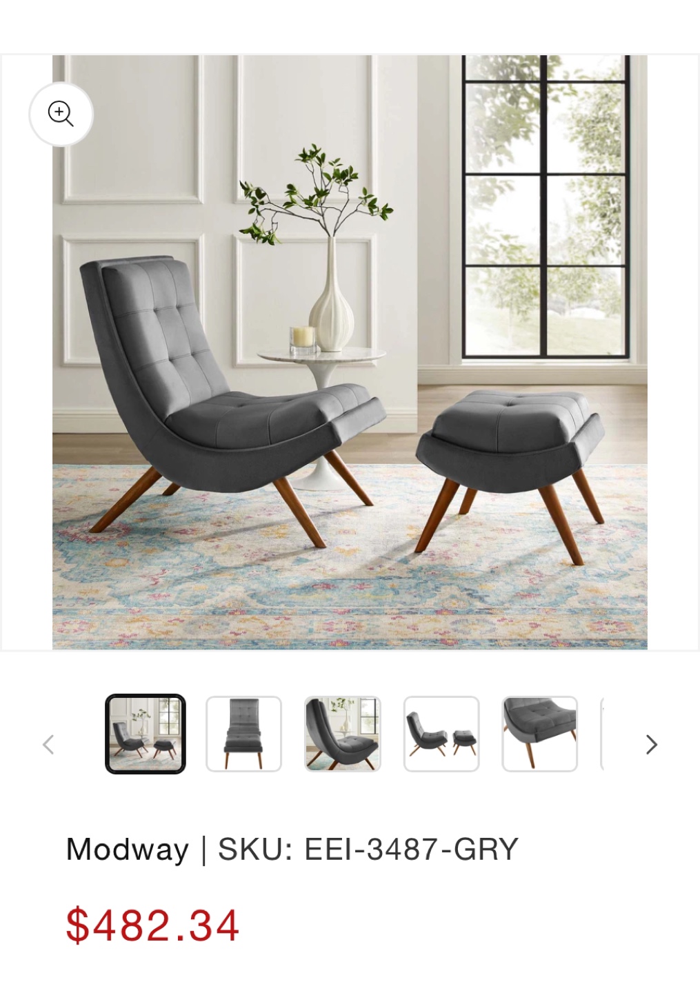 Modway GRY Upholstered Lounge Chair and Ottoman Set - photo 4