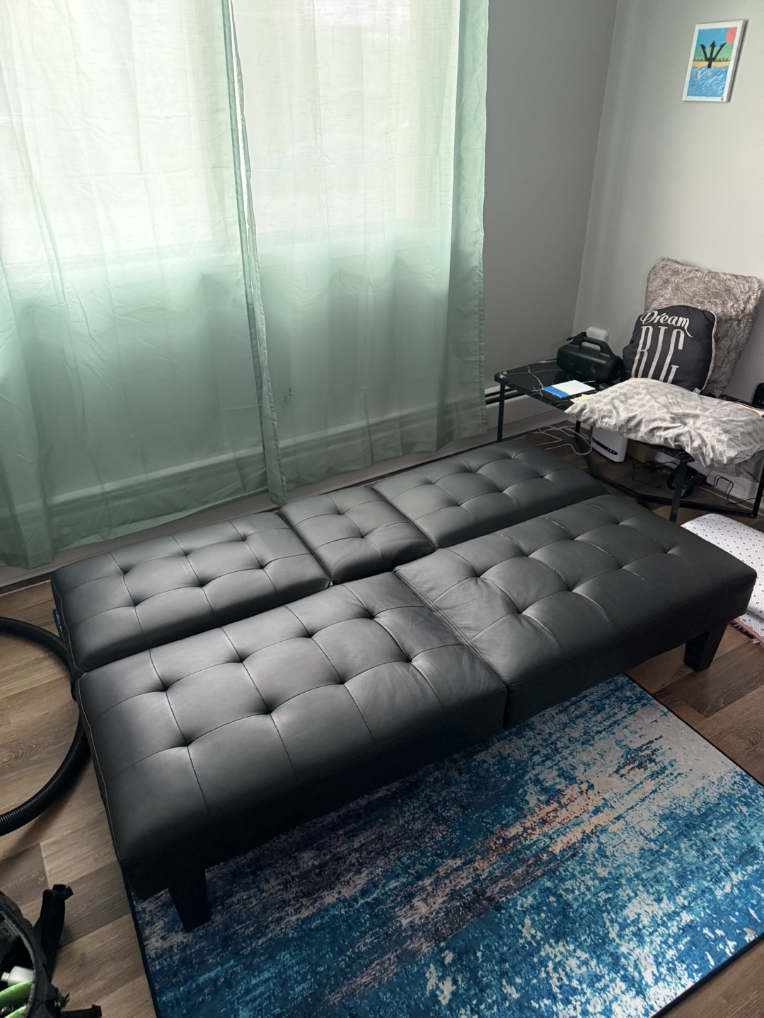 Black Faux Leather Futon Sofa Bed - photo 2