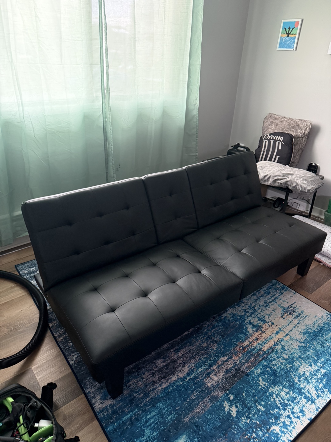 Black Faux Leather Futon Sofa Bed