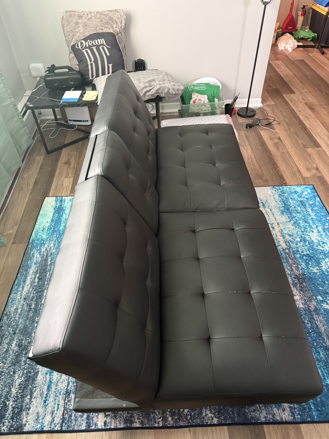 Black Faux Leather Futon Sofa Bed - photo 3