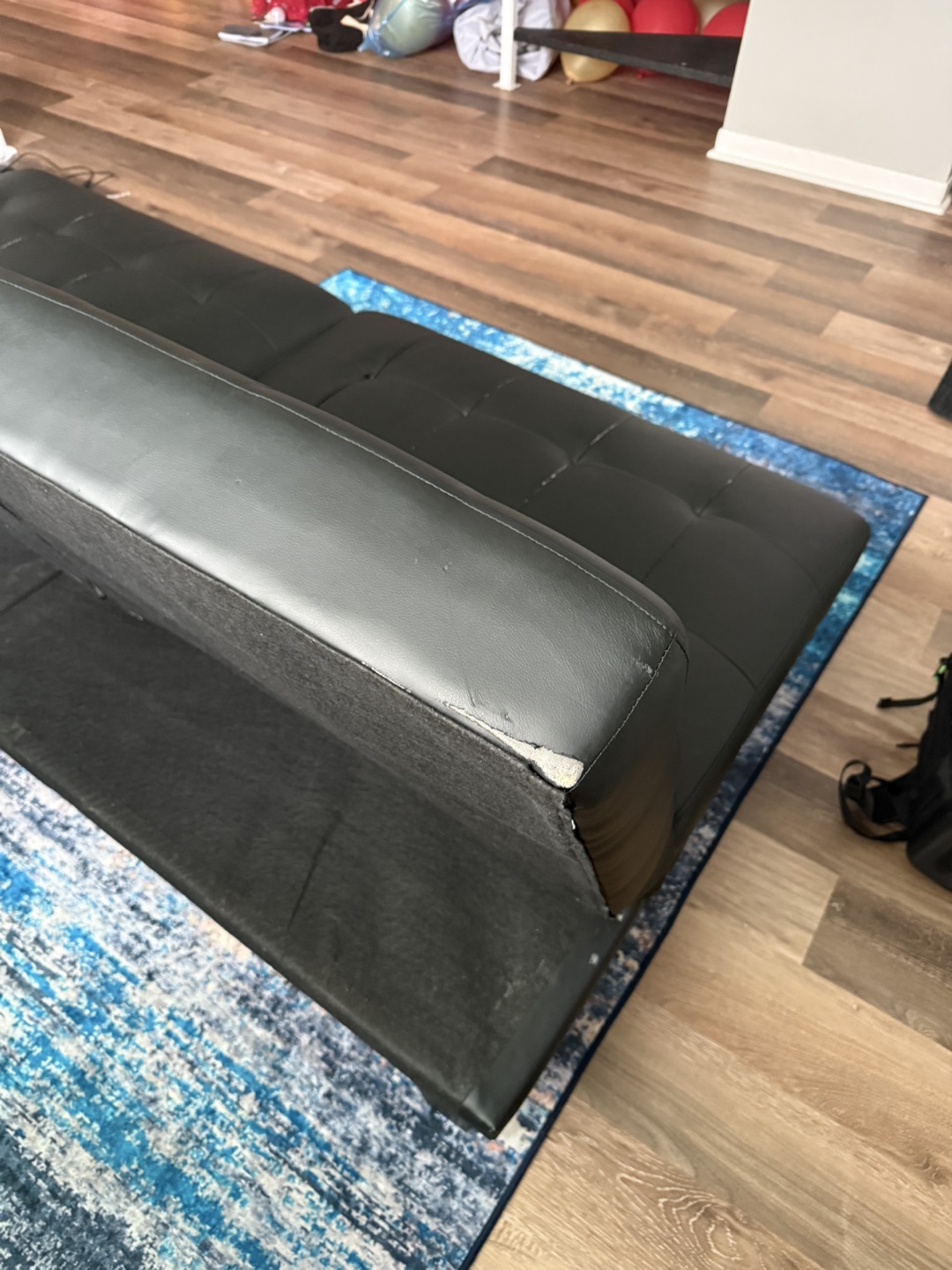 Black Faux Leather Futon Sofa Bed - photo 5