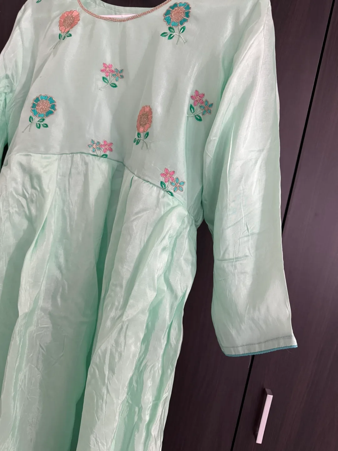 Mint Green frockstyle and designer bottom with Dupatta image indicator(4)