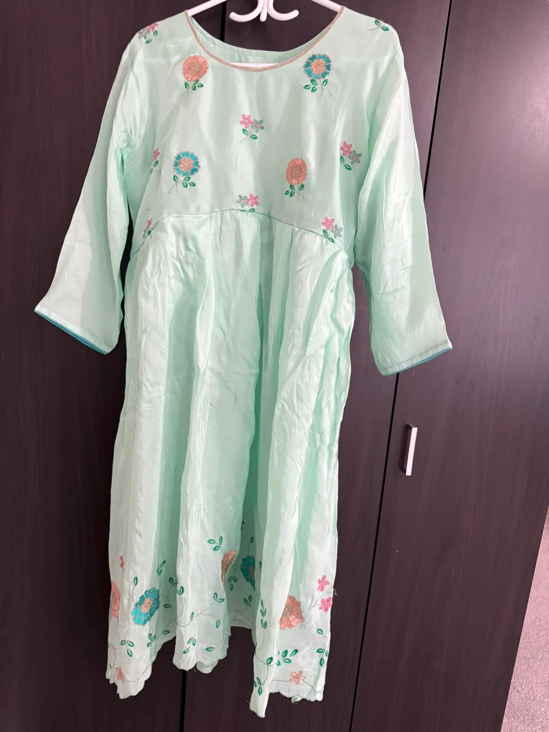 Mint Green frockstyle and designer bottom with Dupatta image indicator(2)