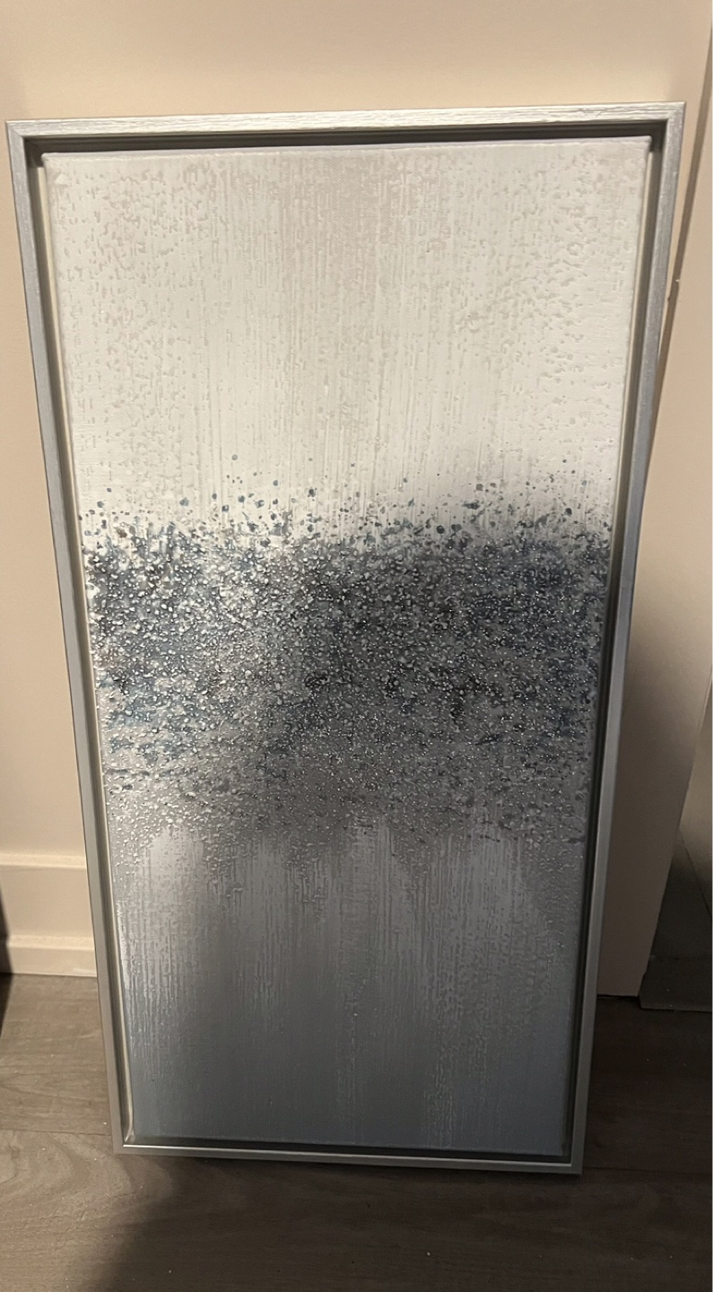 Abstract Grey, blue and White Canvas Wall Art