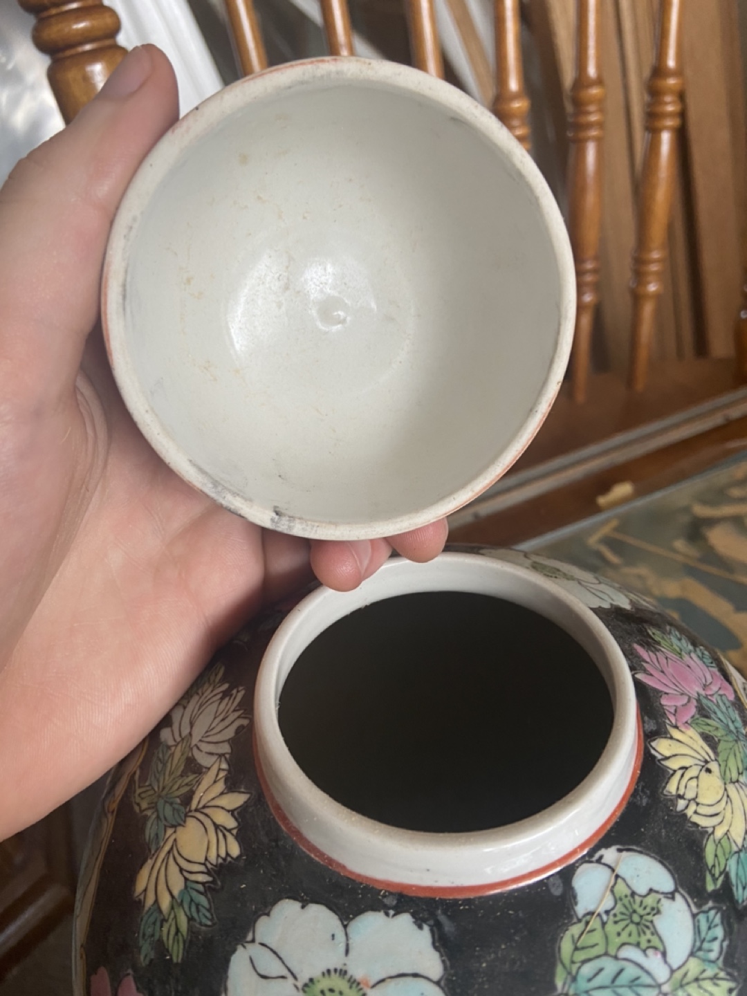 Vintage Asian-style Porcelain Jar with Lid Chinese - photo 5