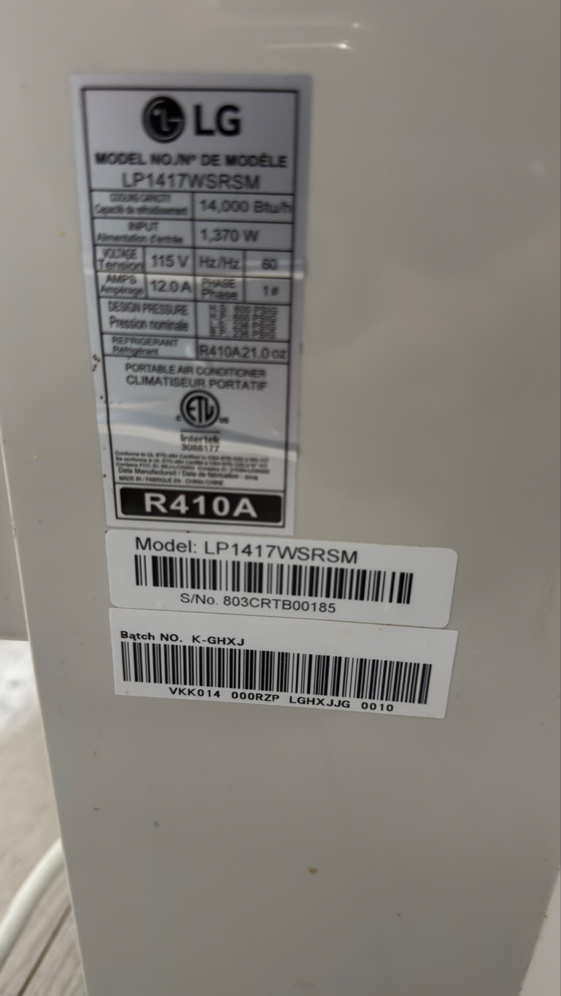LG LP1417WSRSM Portable Air Conditioner