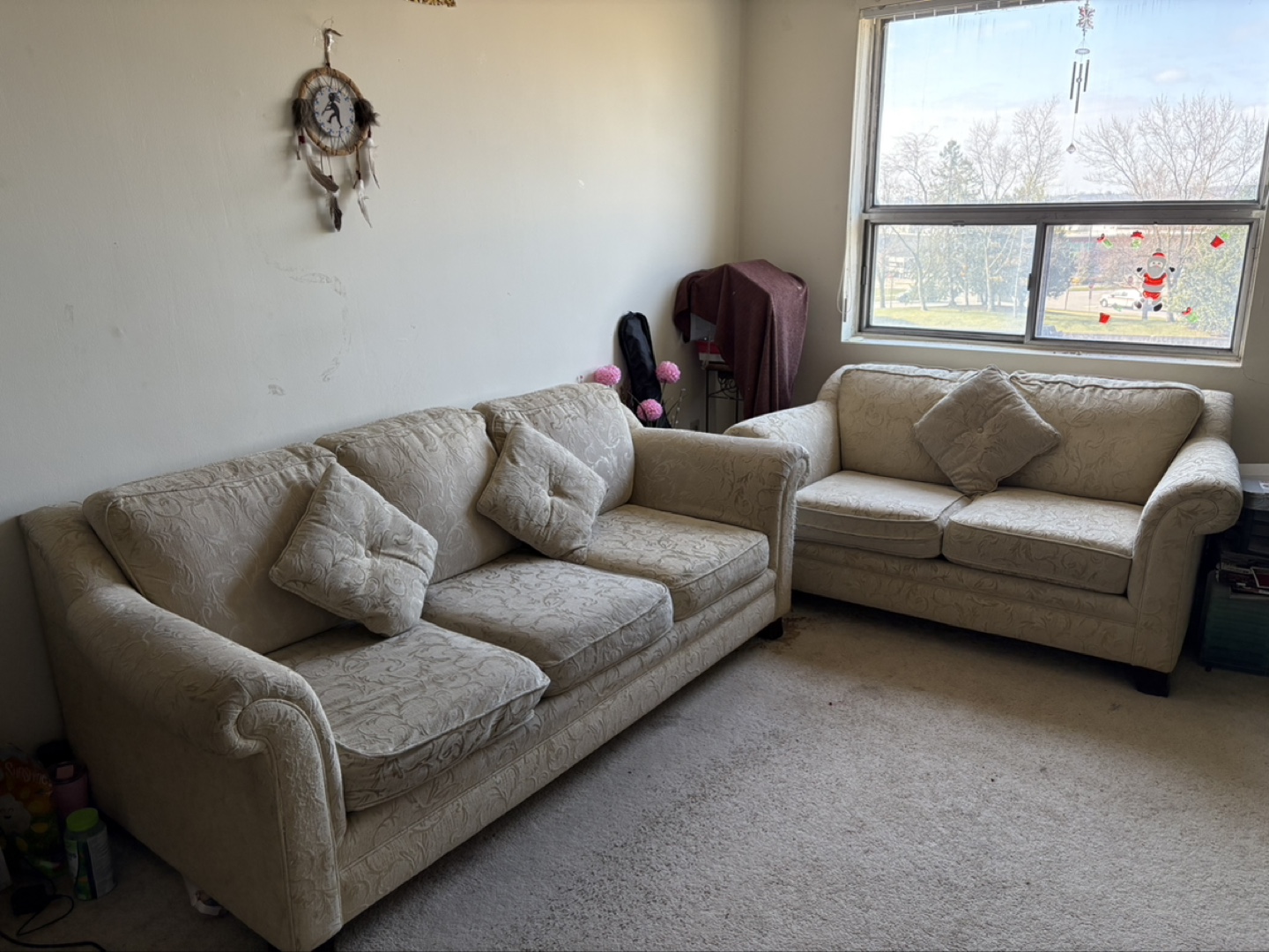 Beige Sofa and Loveseat Set