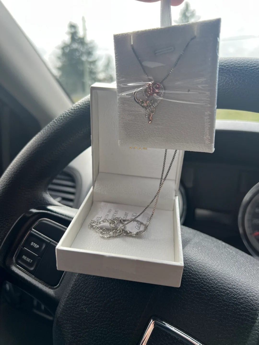 NEW 18K Rose Heart White Gold Pendant Necklace image indicator(4)