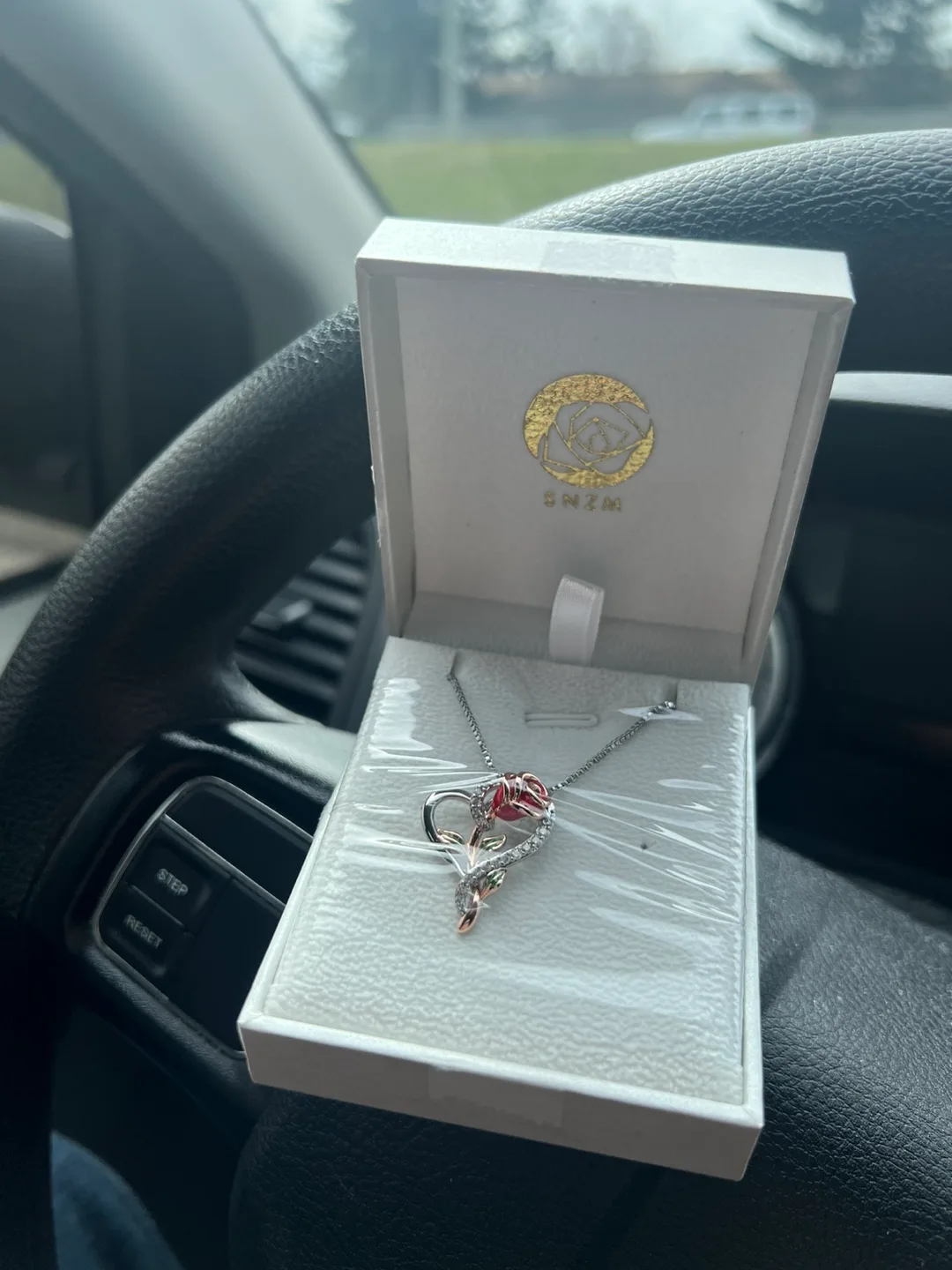 NEW 18K Rose Heart White Gold Pendant Necklace image indicator(5)