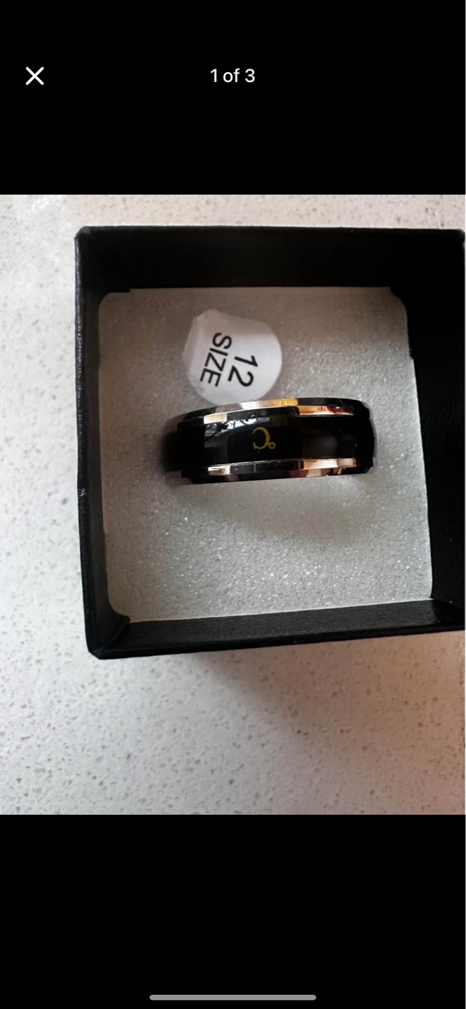 Men's Black and Silver Ring Size 12