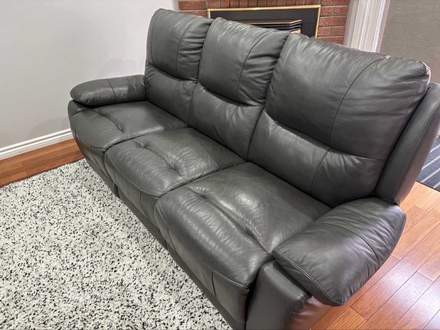 Reclining Leather Grey Sofa