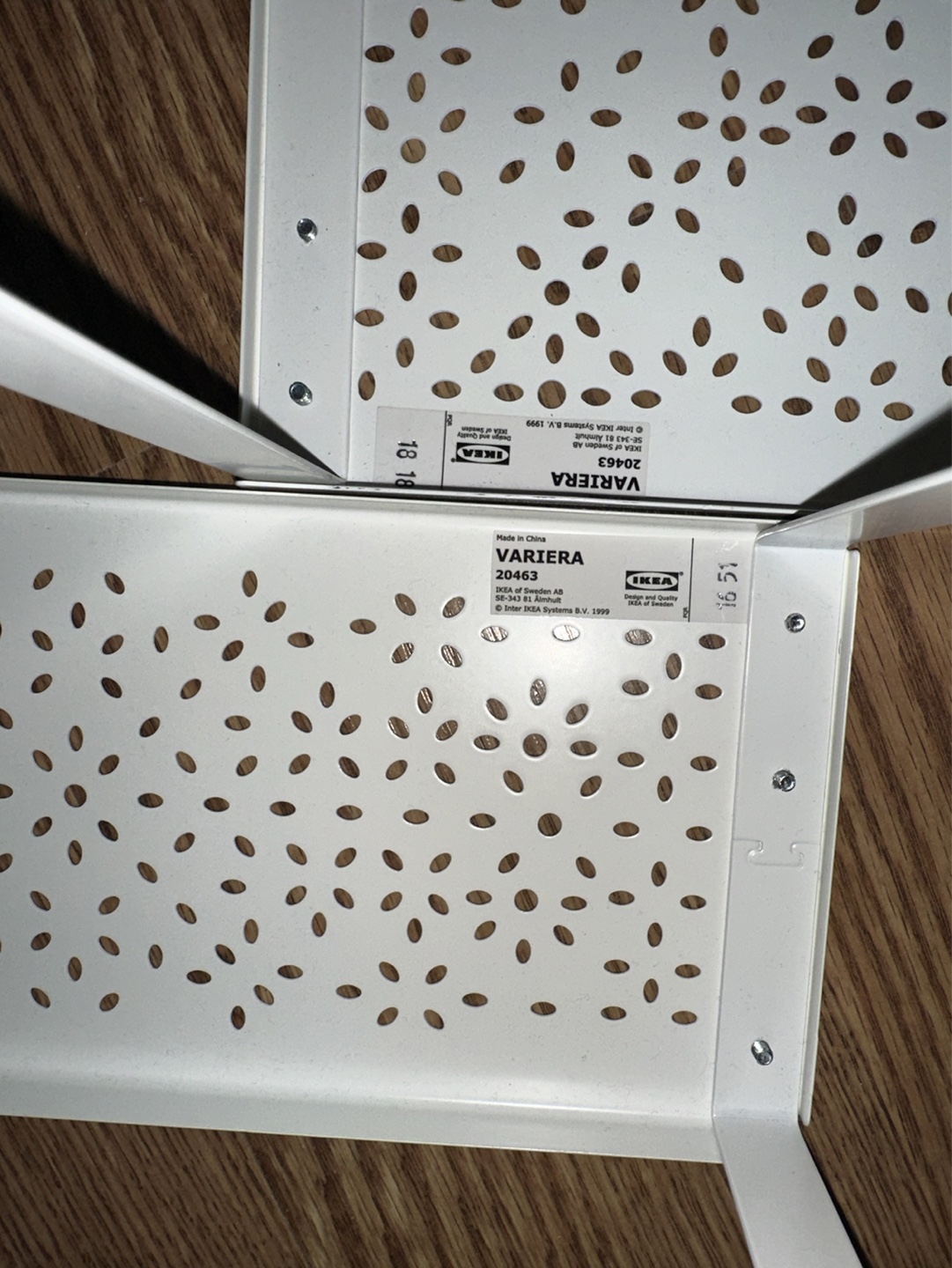 IKEA VARIERA White Metal Storage Shelves - Set of Three - photo 2