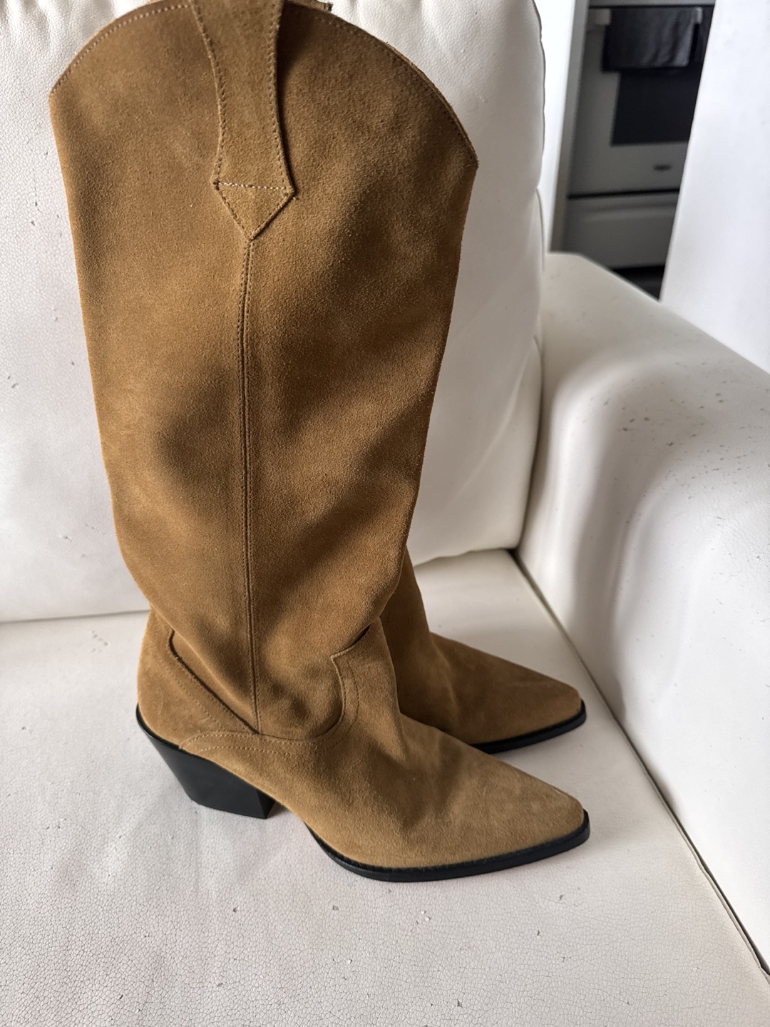 Zara Brown Suede Knee-High Boots