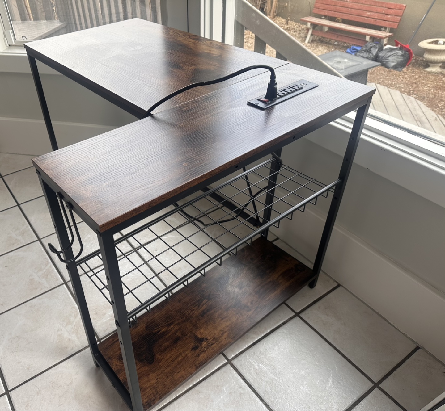 L-Shaped Computer Desk with Built-in Power Strip - photo 2