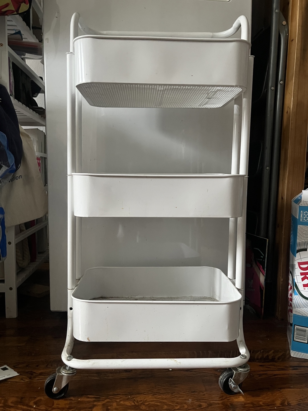 White 3-Tier Rolling Cart