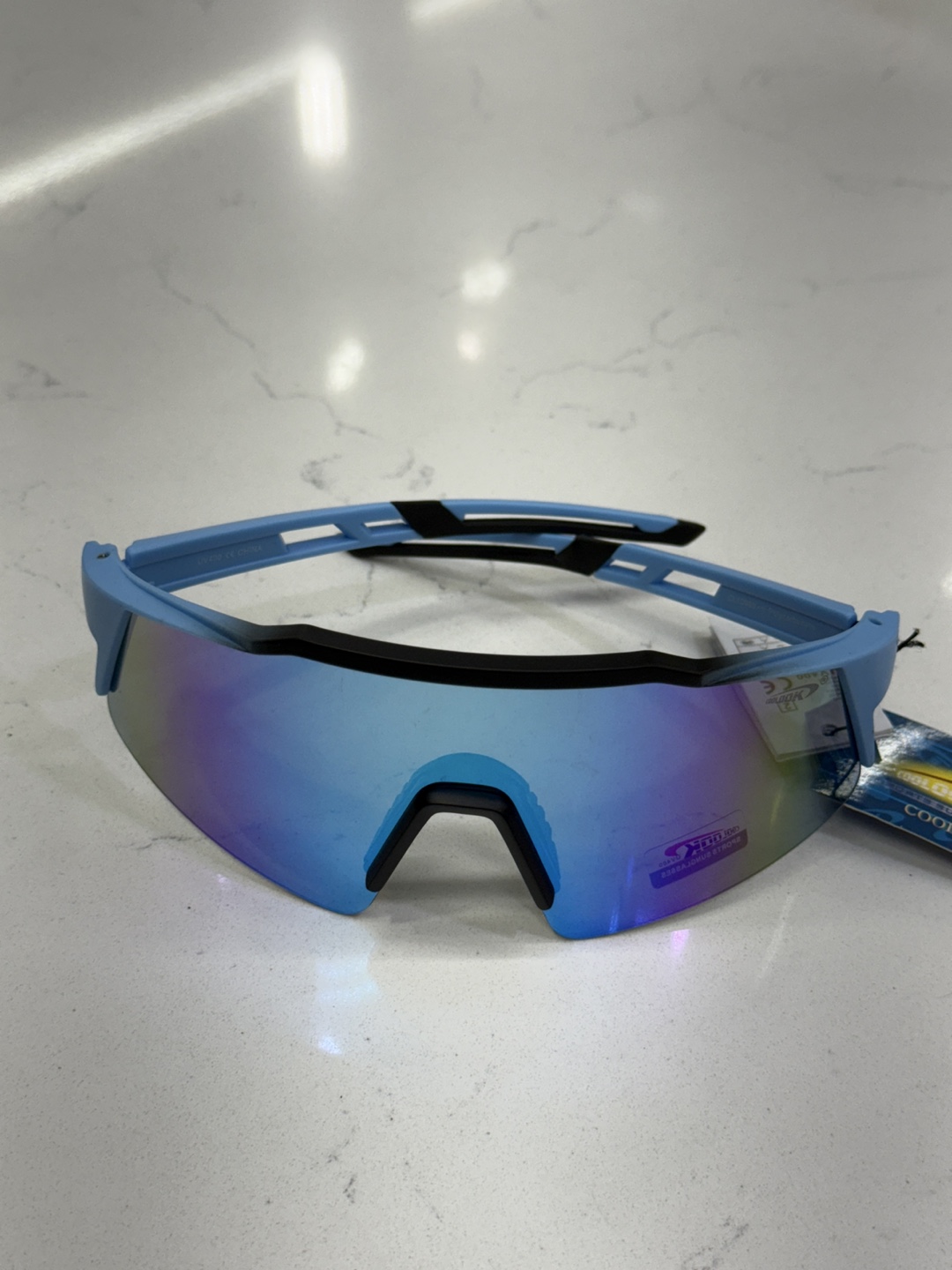 Cool Sunglasses, Blue Frame, Mirrored Lenses