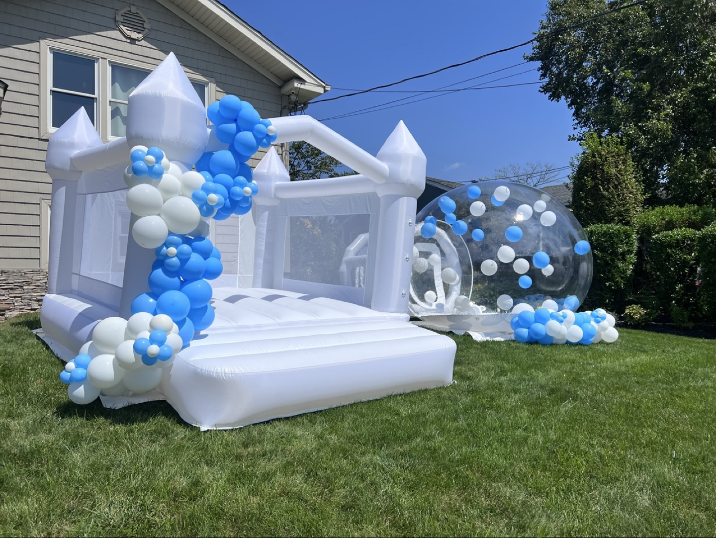 White Inflatable Bounce House and Bubble Balloon house  Combo - photo 3