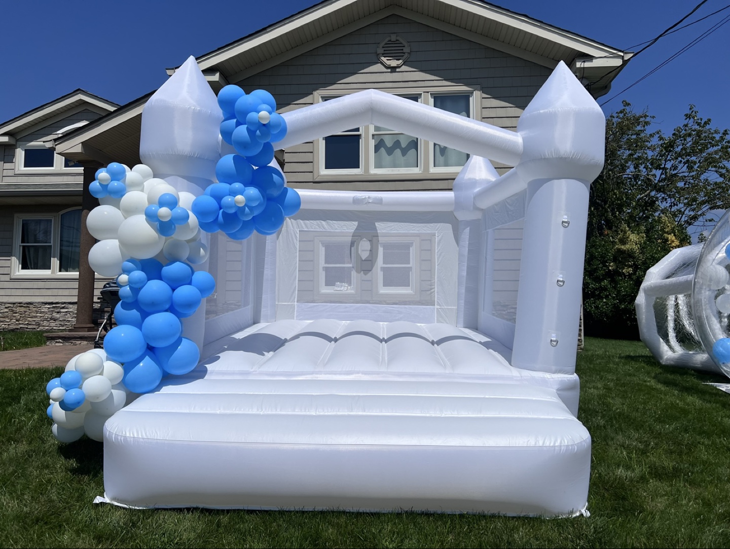 White Inflatable Bounce House and Bubble Balloon house  Combo - photo 4