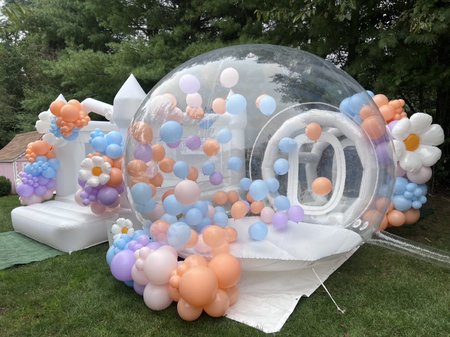 White Inflatable Bounce House and Bubble Balloon house  Combo - photo 2