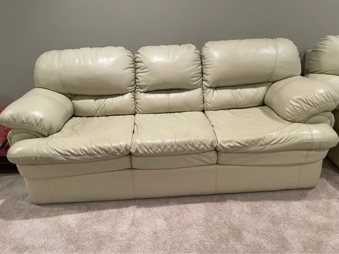 Ivory Genuine Leather Sofa Set - photo 4