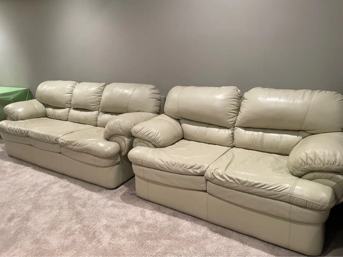 Ivory Genuine Leather Sofa Set - photo 2