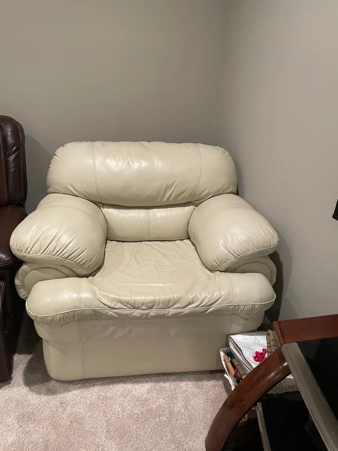 Ivory Genuine Leather Sofa Set - photo 5
