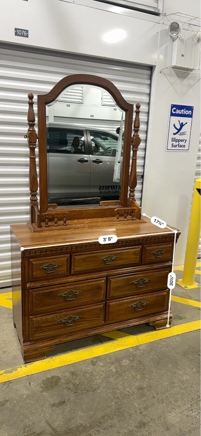 Free delivery Vintage Wooden Dresser with Mirror thumbnail