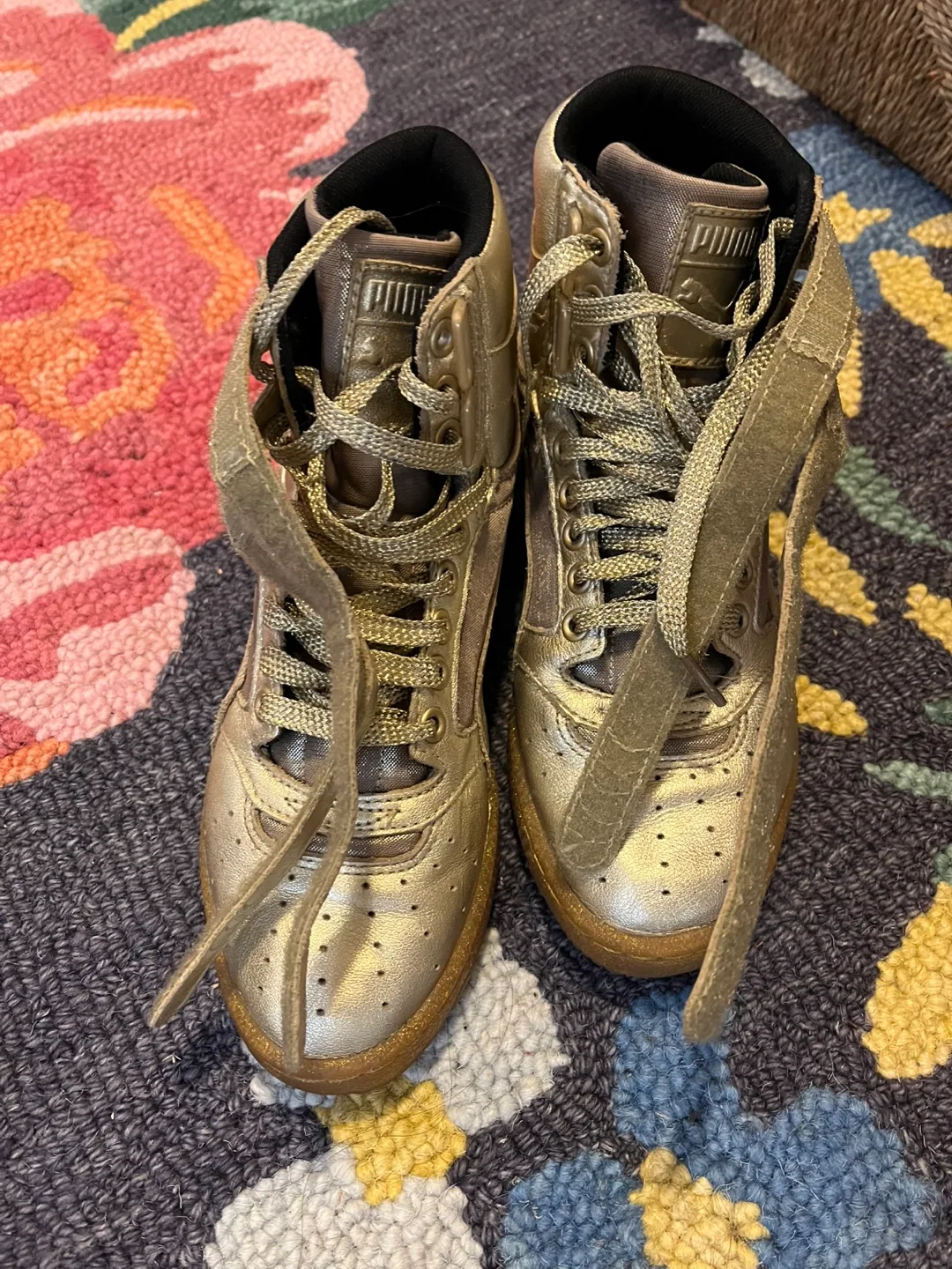 Metallic Gold Puma High-Top Sneakers image indicator(4)