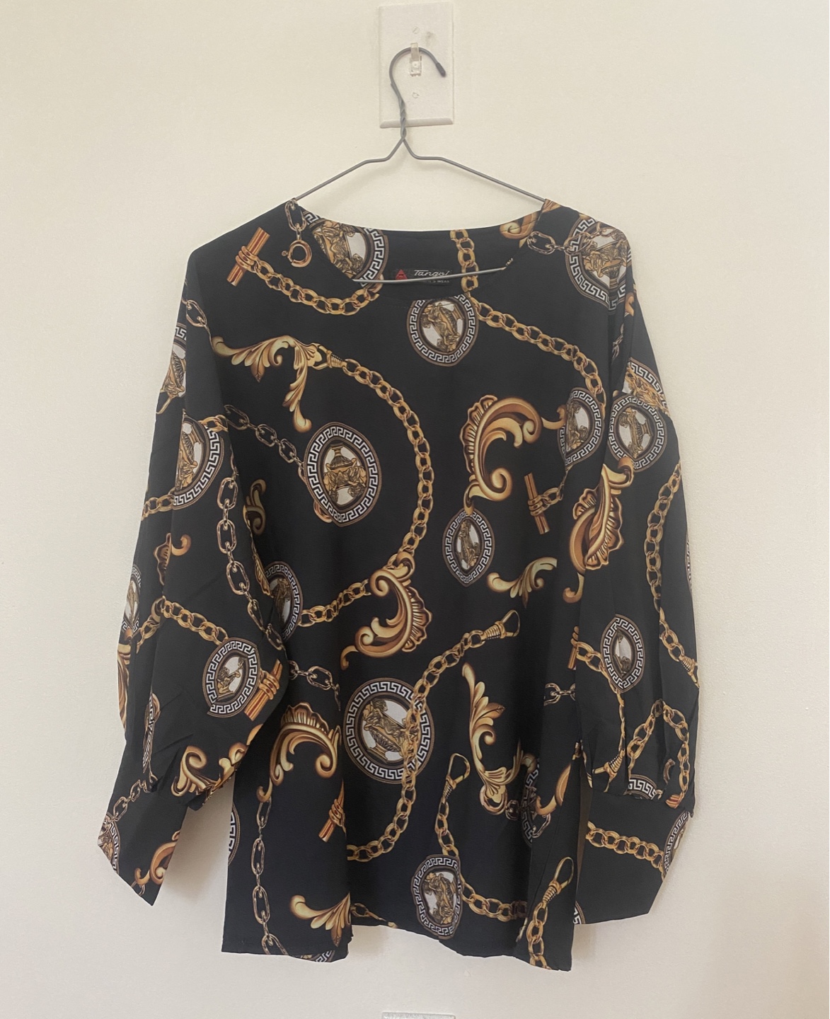 Black and Gold Chain Print Blouse
