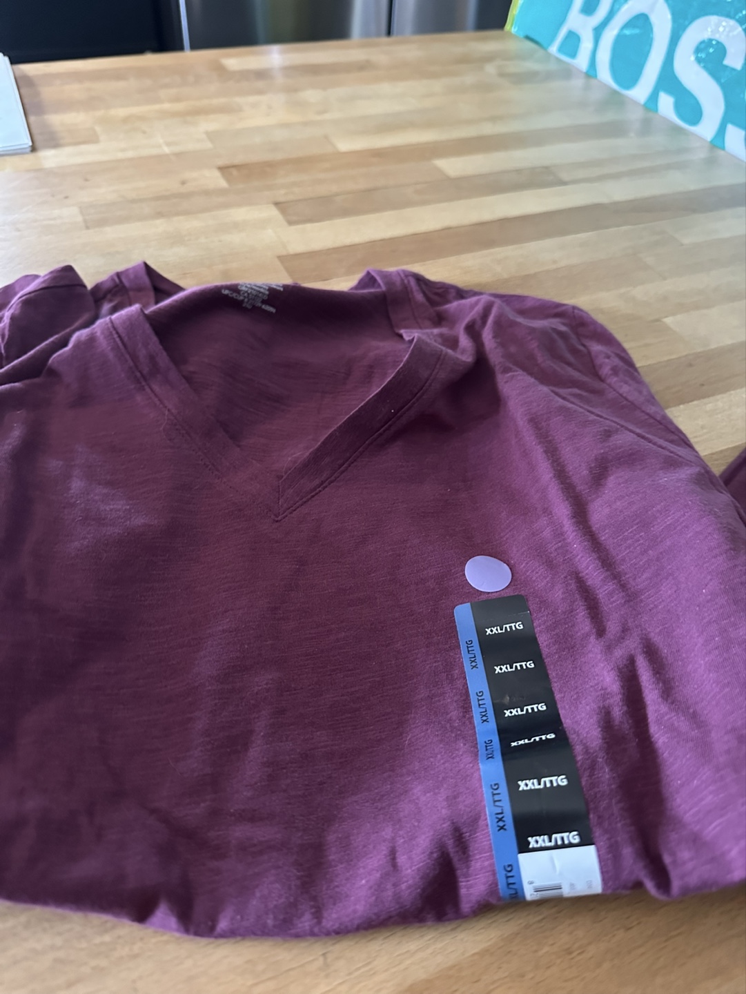 Women's Burgundy V-Neck Long Sleeve T-Shirt - Size XXL