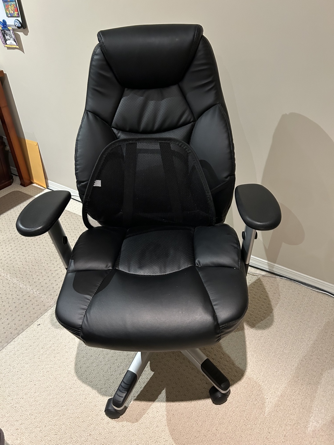 Black Leather Office Chair with Lumbar Support - photo 2