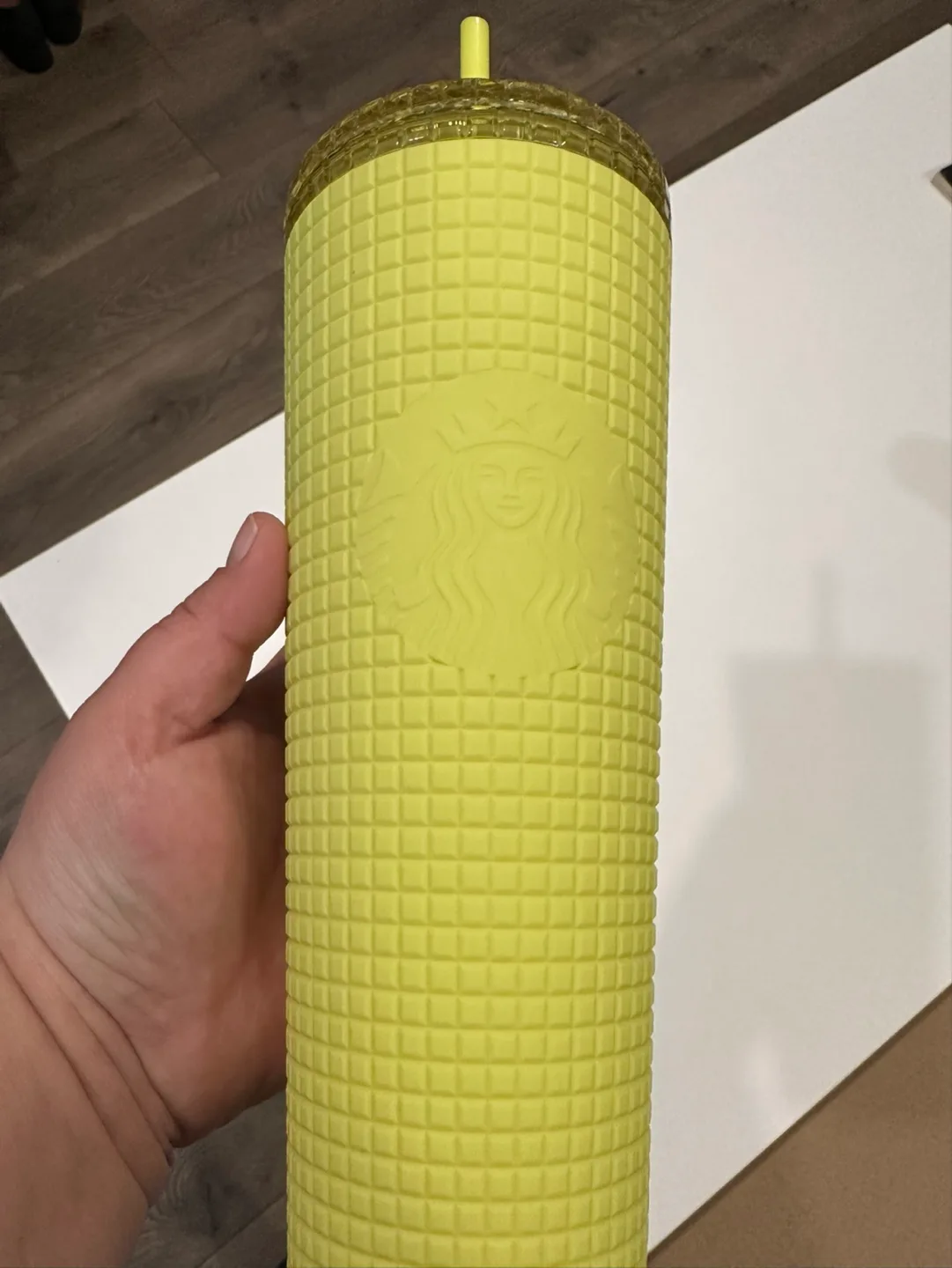 Starbucks Yellow Waffle Cold Cup thumbnail