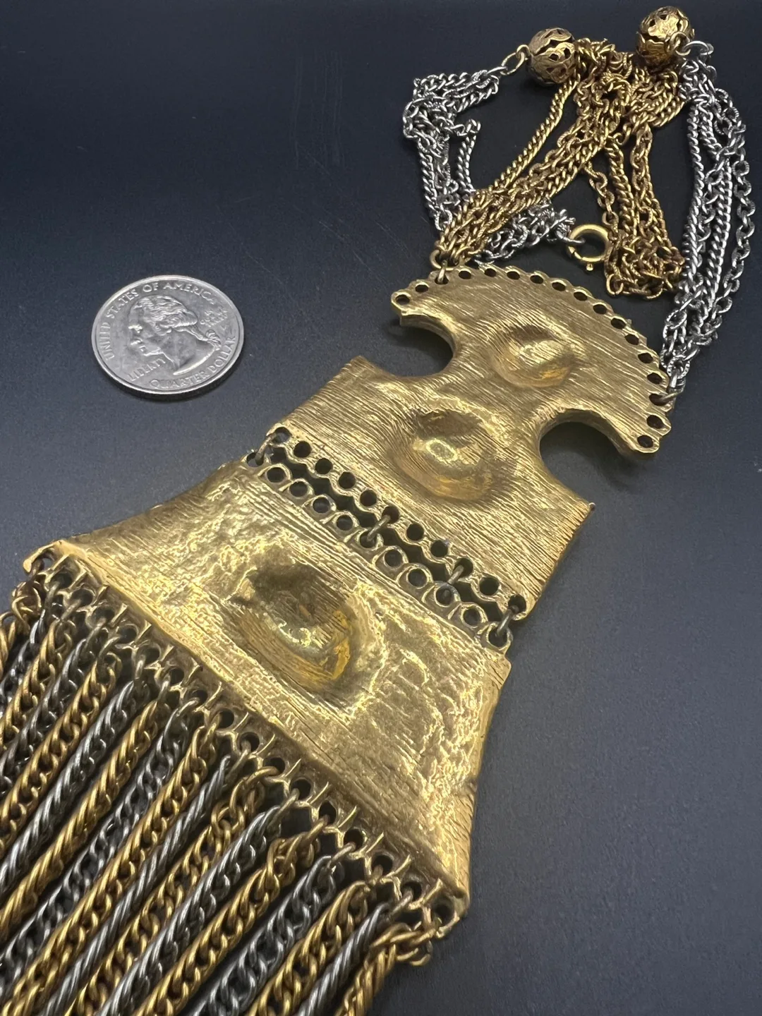 Vintage Gold and Silver Tone Statement Necklace image indicator(4)