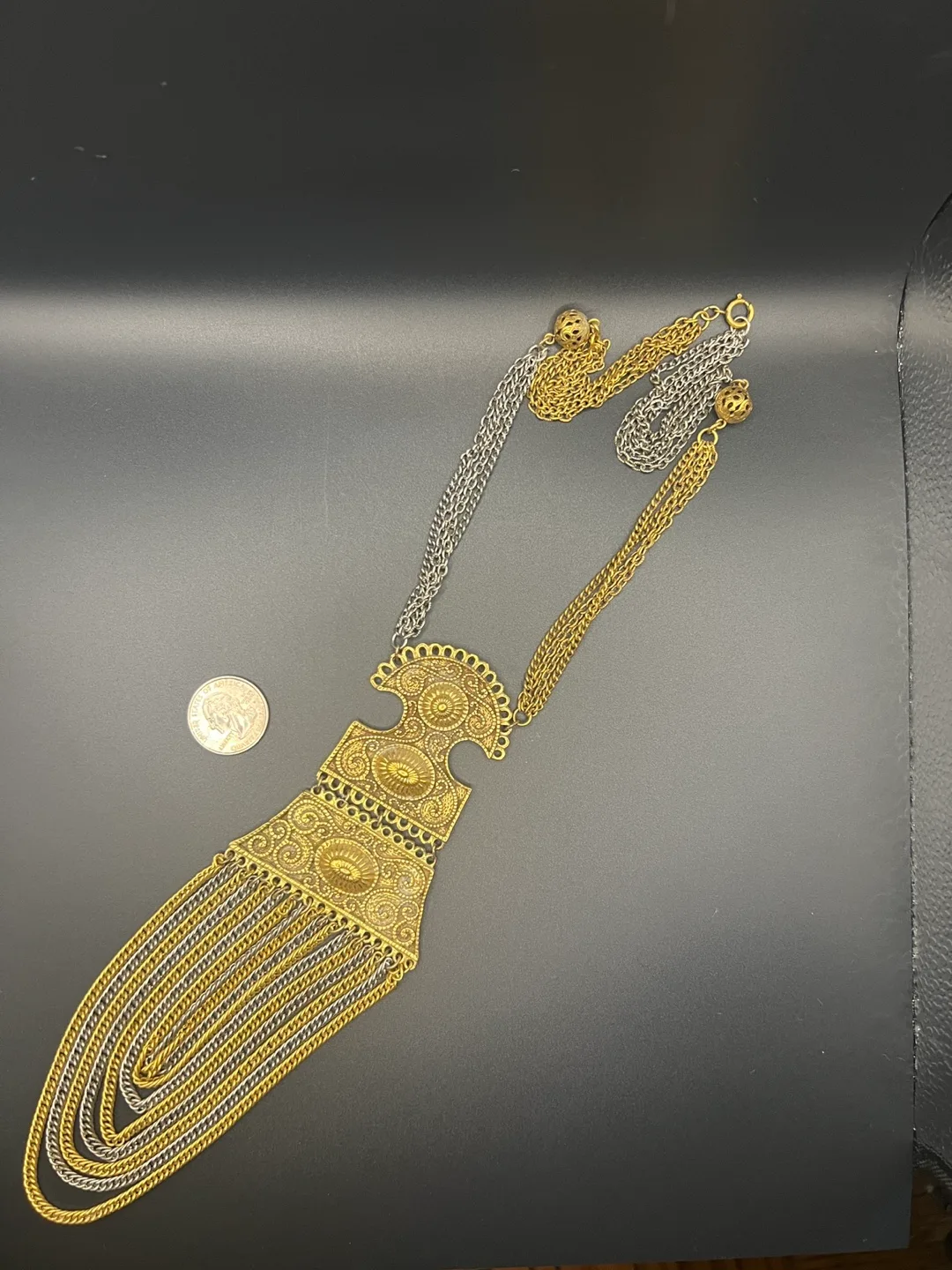 Vintage Gold and Silver Tone Statement Necklace image indicator(2)