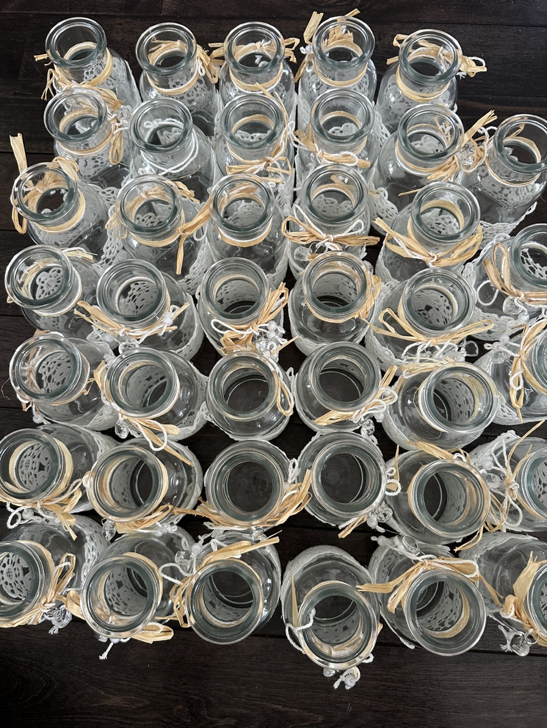 Bulk Lot of 40 Glass Jars with Lace and Raffia - photo 4