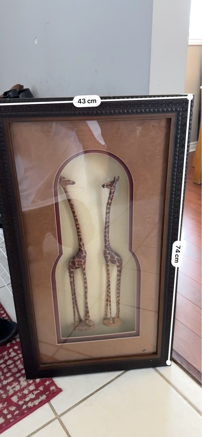 Beautiful Framed 3D Giraffe Art – Handcrafted Wooden Carvings - photo 2