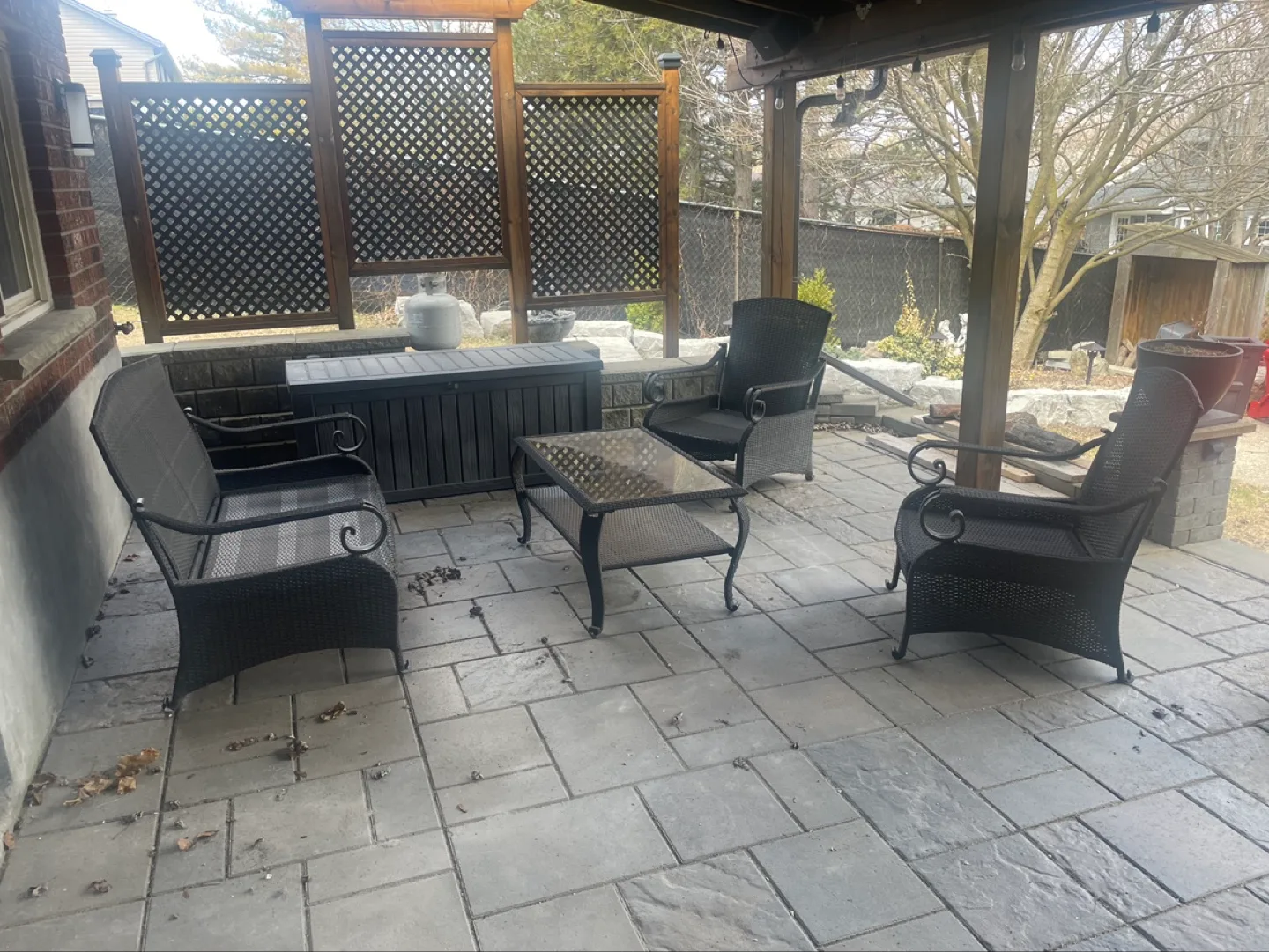 4-Piece Wicker Patio Set with Storage Box image indicator(3)