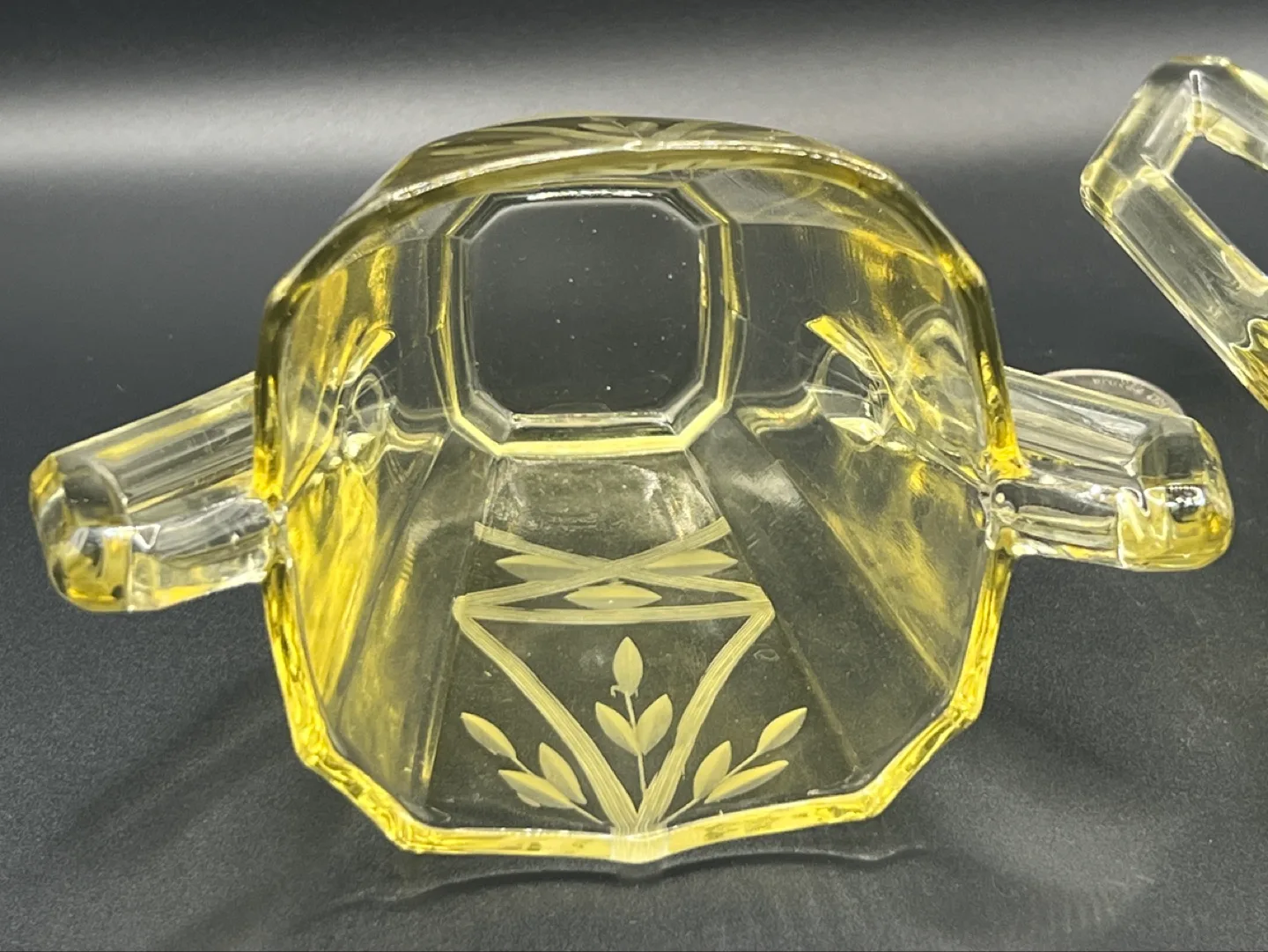 Rare Yellow depression Glass Creamer and Sugar Bowl Set image indicator(3)