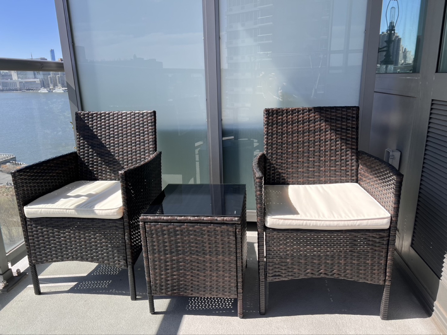 3-Piece Wicker Patio Set with Cushions