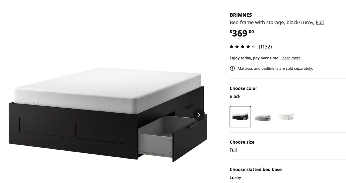 IKEA BRIMNES Full Bed Frame with Mattress