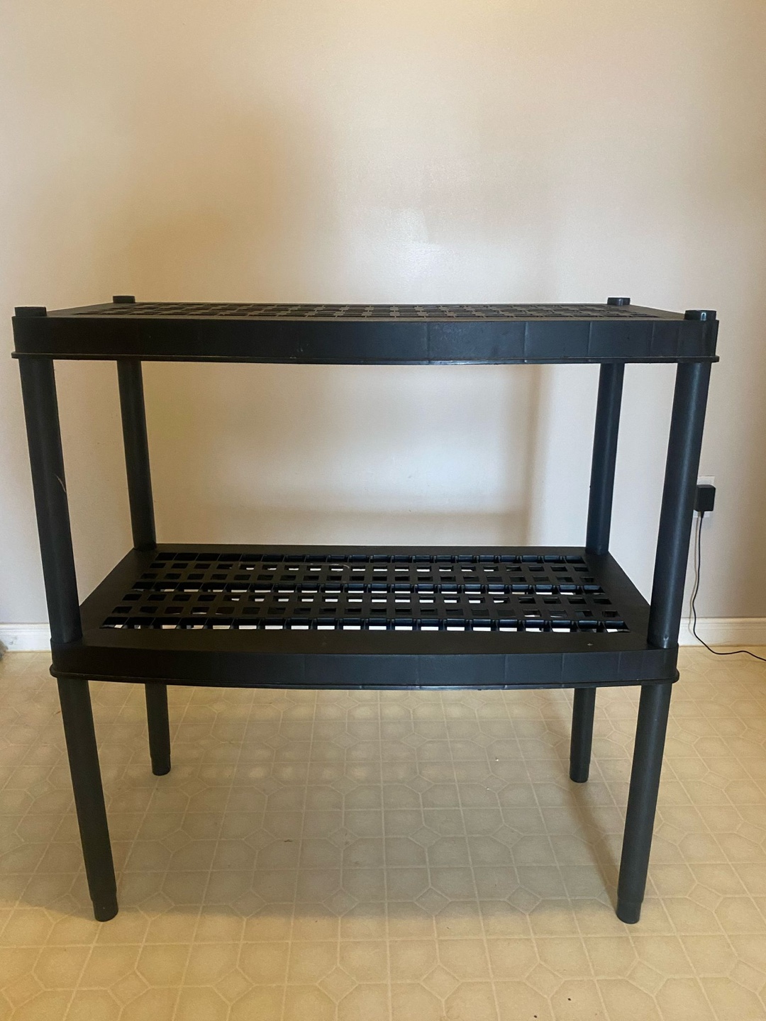 Black Plastic 2-Tier Shelving Unit