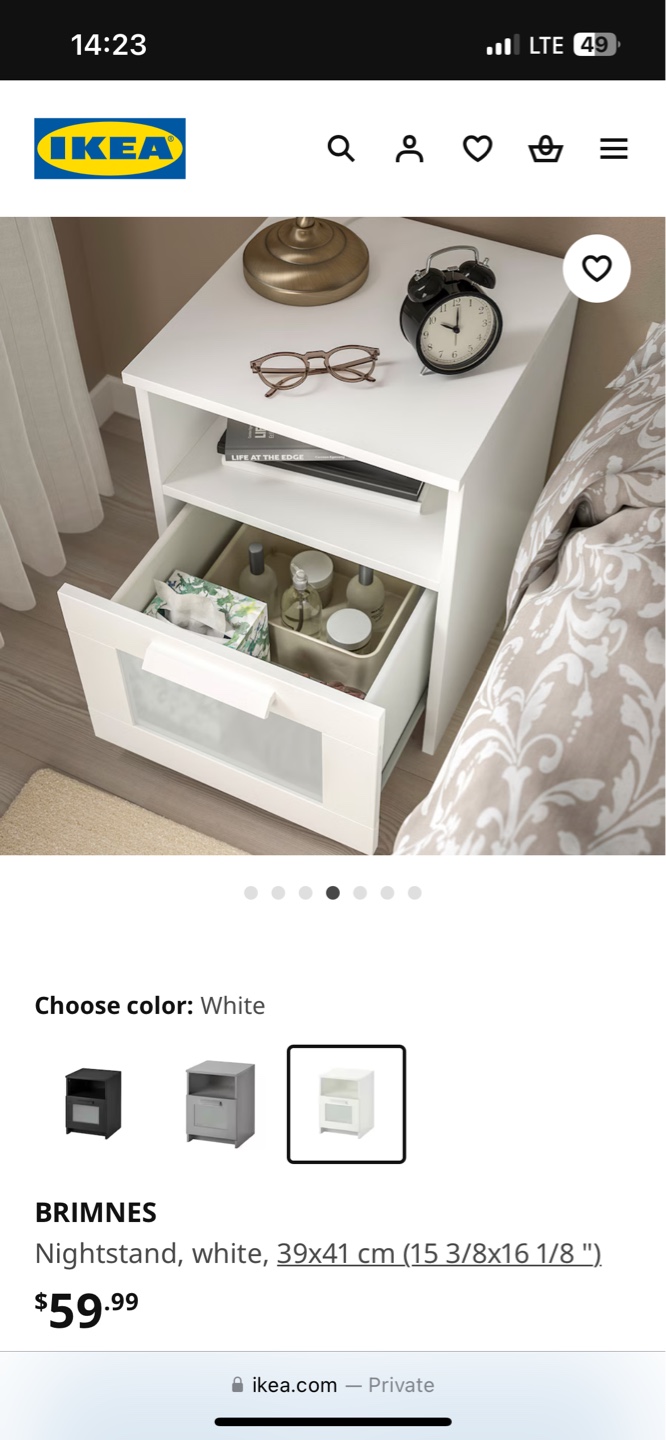 IKEA BRIMNES White Nightstand - photo 2