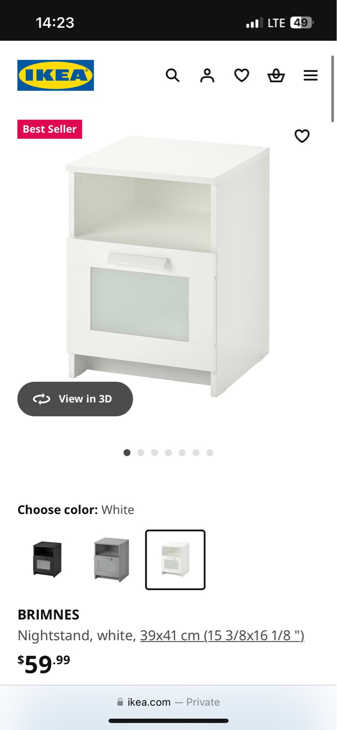 IKEA BRIMNES White Nightstand