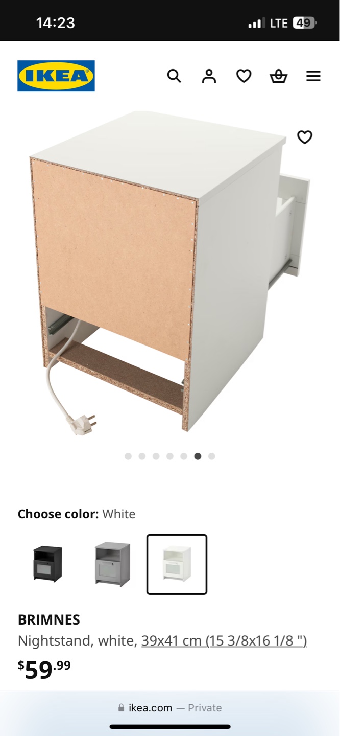 IKEA BRIMNES White Nightstand - photo 4