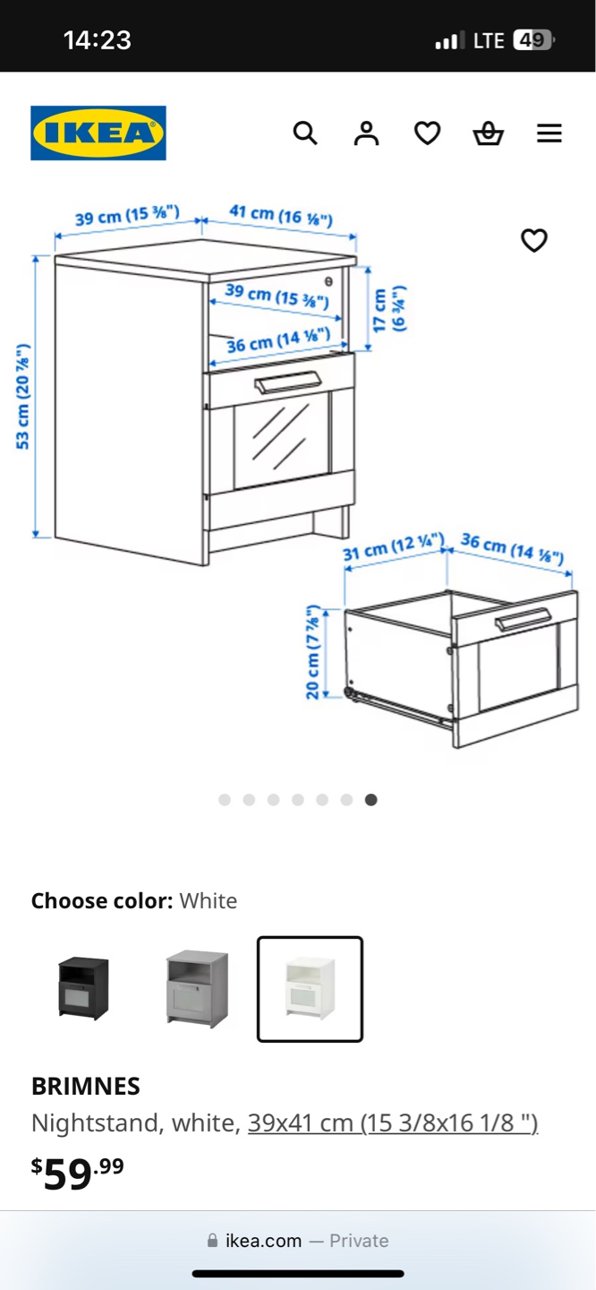 IKEA BRIMNES White Nightstand - photo 3