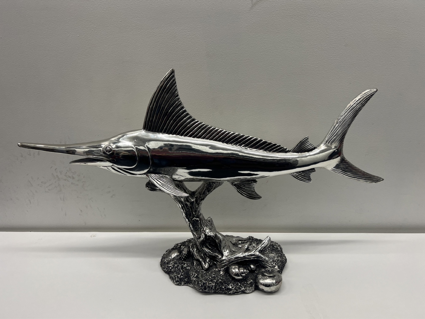Silver Swordfish Sculpture