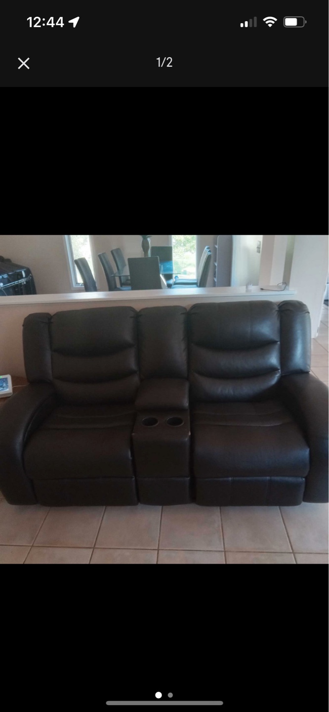 Black Leather Recliner Sofa Set - photo 2