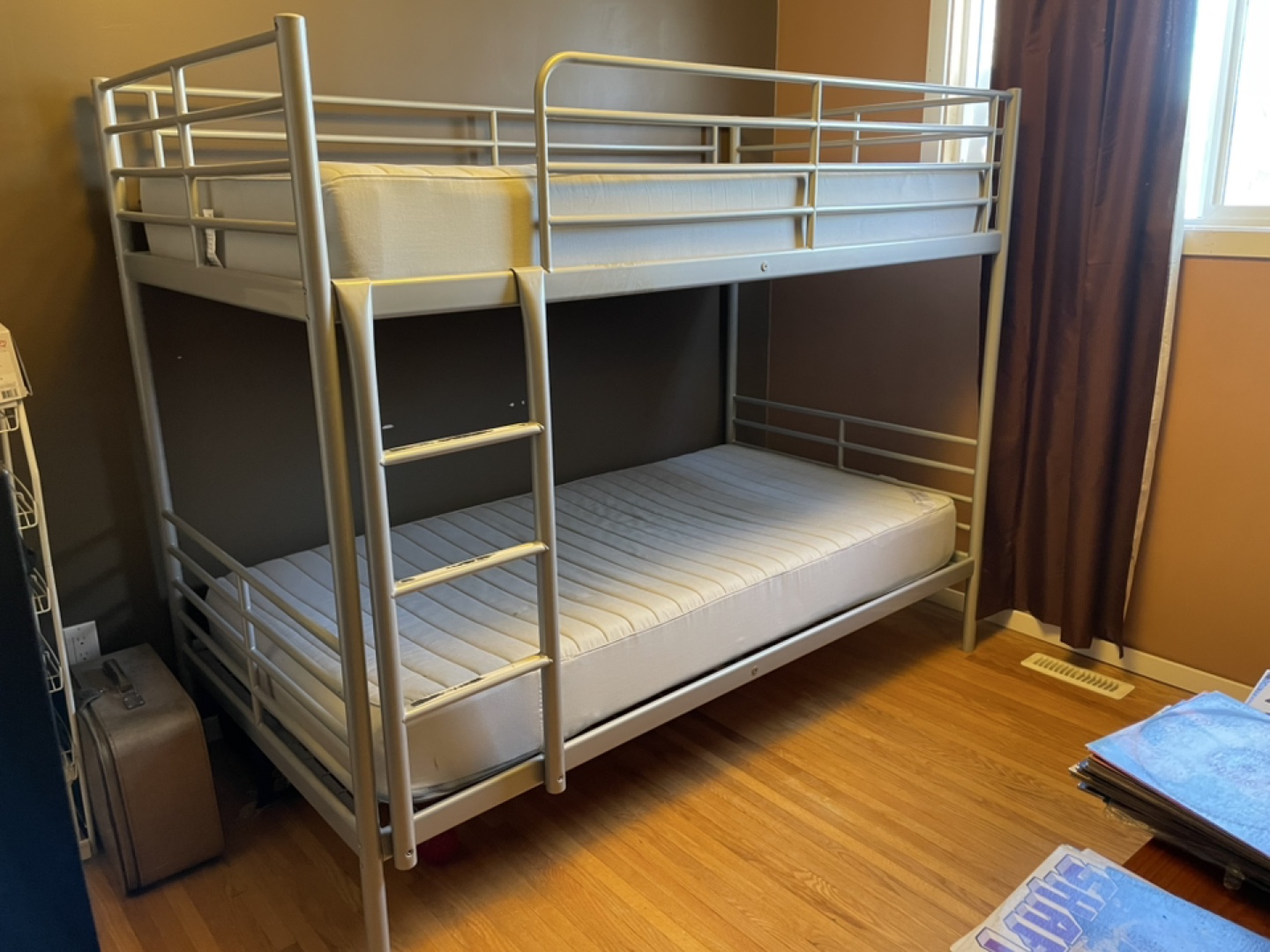 Silver Metal Bunk Bed with Mattresses