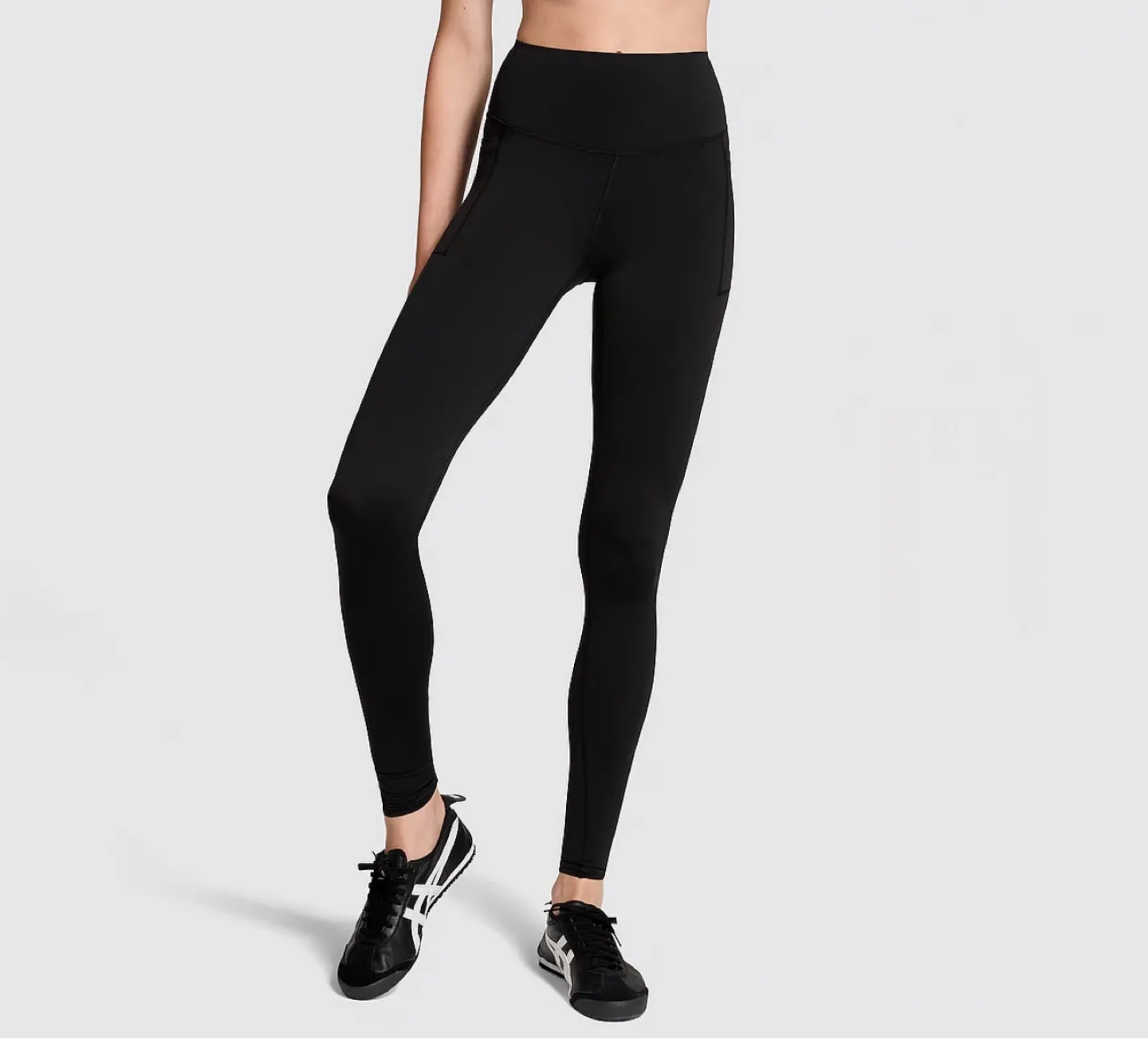 Pink High-Waisted Leggings - Black thumbnail